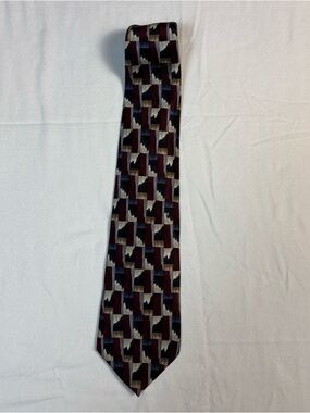 Vtg Pierre Cardin Mens Tie 100% Silk Multicolor Abstract Necktie 57x4” USA
